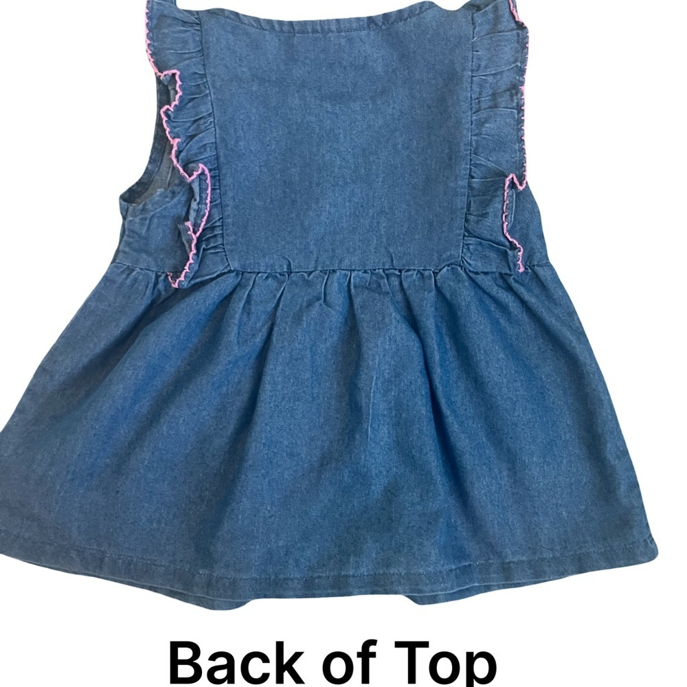 Penelope Mack Girl’s Blue Denim Top w/Floral Shorts Matching Set. Size: 24M. - Picture 3 of 7